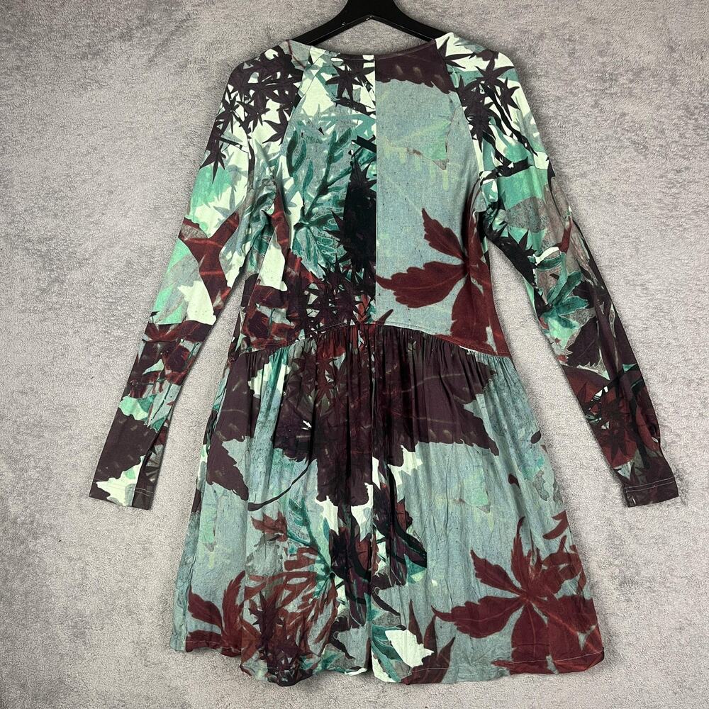 Peruvian Connection Forest Fairy Dress Medium Whimsigoth Boho Artsy Leaf Print - Picture 2 of 10